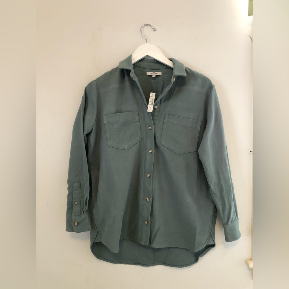 NWT Madewell moleskin Sunday flannel with pockets, sage green